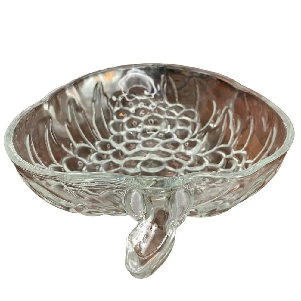 Vintage Glass Grape Shaped‎ Clear Glass Large Fruit Serving Bowl Embossed